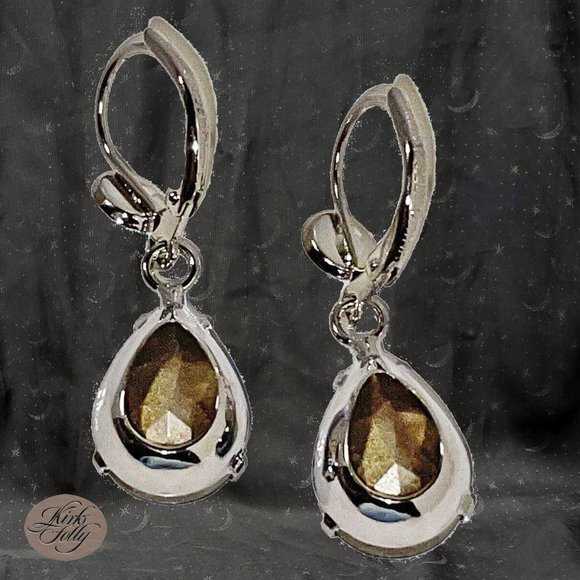 🎀Gorgeous Kirks Folly GODDESS TEARS Leverback Earrings Island Aqua &Silvertone - Picture 5 of 10